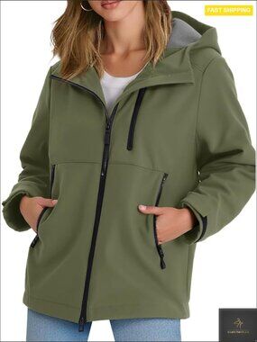 Fleece Lined Rain Jacket Waterproof Lightweight Windbreaker Hooded Softshell